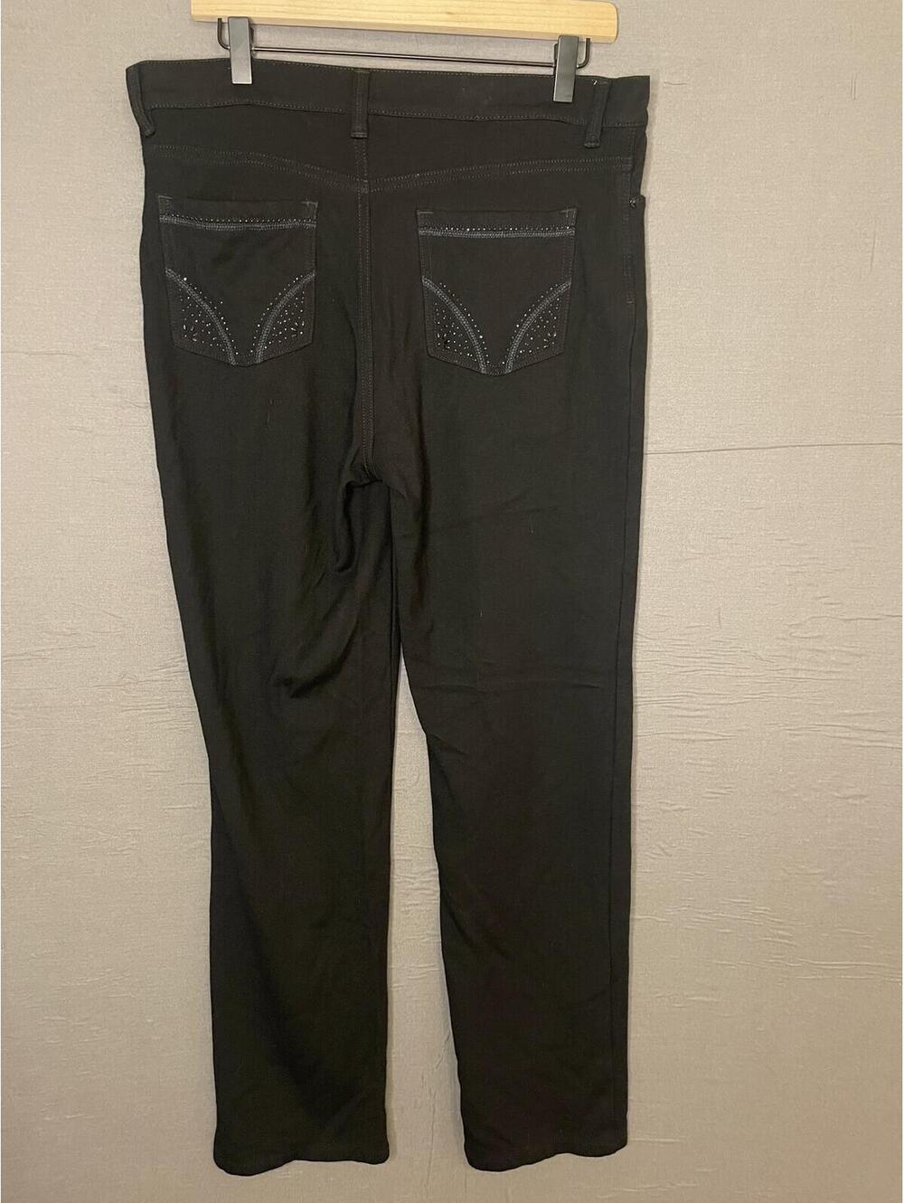 Gloria Vanderbilt Amanda Slimming Pants Black Rhinestone Pocket Women Size 12